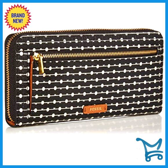 Leather RFID-Blocking Zip Clutch Wallet with Detachable Wristlet Strap